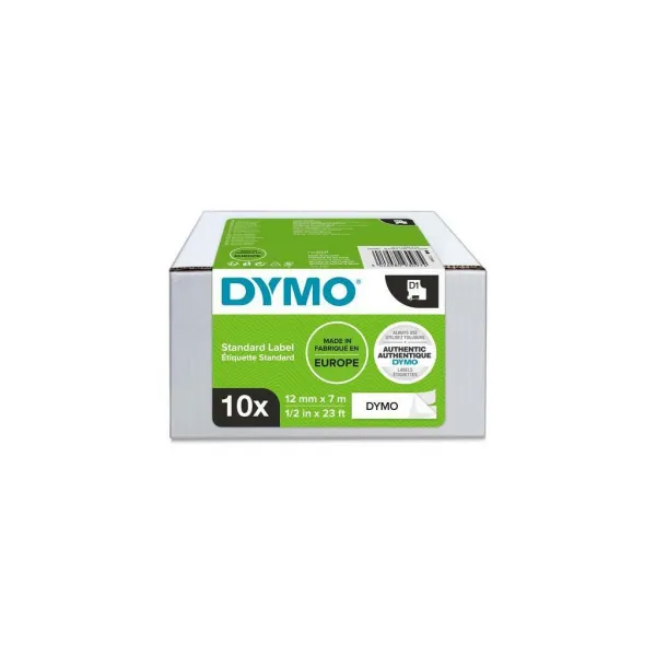 Dymo originál páska do tlačiarne štítkov, Dymo, 2093097, čierny tlač/biely podklad, 7m, 12mm, 10ks v balení, cena za balenie, D1 2093097