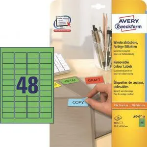 Avery Zweckform Etikety Avery odnímateľné 45,7x21,2 mm, zelené
