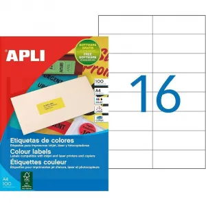 Agipa Etikety farebné 105x37mm APLI A4 100 hárkov žlté
