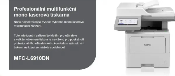 BROTHER multifunkce mono laserová MFC-L6910DN - A4 50ppm DUALSKEN 1200x1200 2GB 520listů LAN USB DUPLEX ADF80