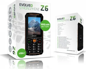 EVOLVEO StrongPhone Z6, vodotěsný odolný Dual SIM telefon, černo-oranžová