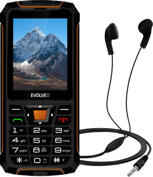 EVOLVEO StrongPhone Z6, vodotěsný odolný Dual SIM telefon, černo-oranžová
