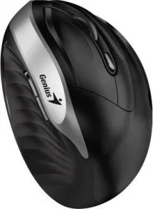 Genius Myš Ergo 8250S, 1600DPI, 2.4 [GHz], optická, 6tl., bezdrátová, černo-stříbrná, 1 ks AA, vertikální
