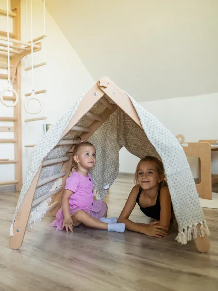Woodisio Montessori Piklerovej triangel štvorramenný TITO buk Farba: Farebný - modrý, Variant: Triangel