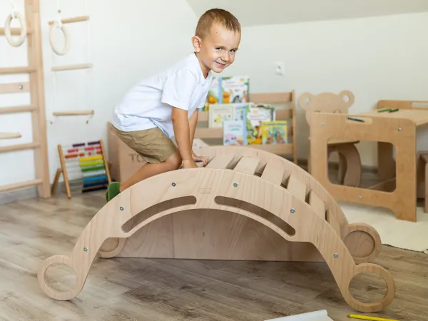 Woodisio Montessori veľká hojdačka 3v1 drevená s doskami LULU buk Farba: Farebná