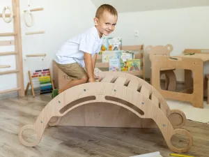 Woodisio Montessori veľká hojdačka 3v1 drevená s doskami LULU buk Farba: Farebná