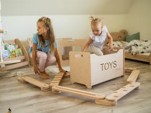 Woodisio Drevený box na hračky pre deti TONI buk Farba: Prírodné drevo, Variant: Mini