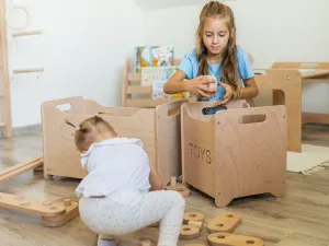 Woodisio Drevený box na hračky pre deti TONI buk Farba: Prírodné drevo, Variant: Mini