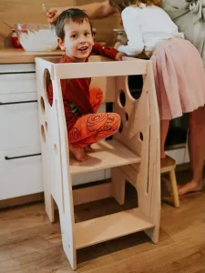 Woodisio Montessori rastúca Učiaca veža CLOE 2v1 Farba: Prírodné drevo