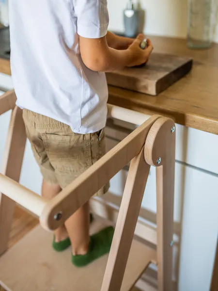 Woodisio Učiaca veža Montessori skladacia Zara buk Farba: Prírodné drevo