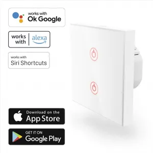 Hama SMART WiFi dotykový nástenný vypínač, dvojitý, vstavaný, biely 85365080