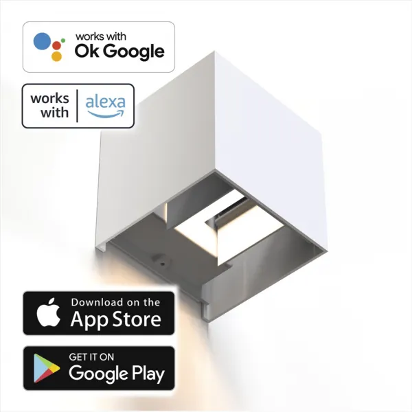 Hama SMART WiFi nástenné svetlo, štvorcové, 10 cm, IP44, vonkajšie/vnútorné použitie,... 94051140
