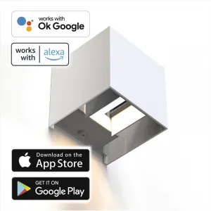 Hama SMART WiFi nástenné svetlo, štvorcové, 10 cm, IP44, vonkajšie/vnútorné použitie,... 94051140