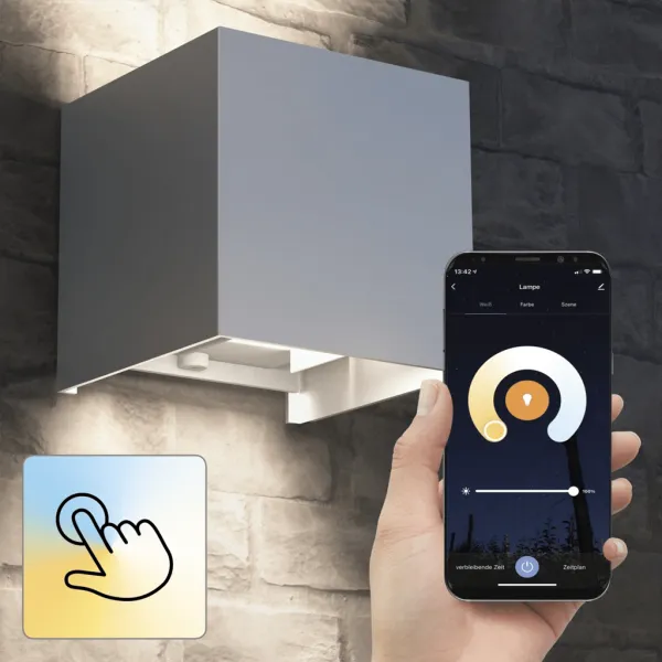 Hama SMART WiFi nástenné svetlo, štvorcové, 10 cm, IP44, vonkajšie/vnútorné použitie,... 94051140