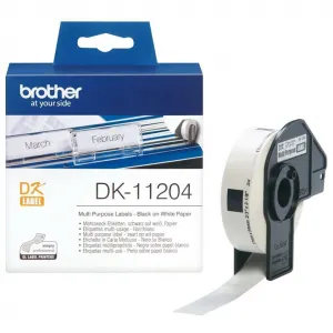Brother papierové štítky 17mm x 54mm, biela, 400 ks, DK11204, pre tlačiarne rady QL DK11204