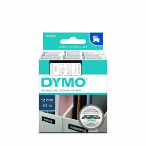 Dymo originál páska do tlačiarne štítkov, Dymo, 45021, S0720610, biely tlač/čierny podklad, 7m, 12mm, D1 45021