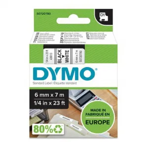 Dymo originál páska do tlačiarne štítkov, Dymo, 43613, S0720780, čierny tlač/biely podklad, 7m, 6mm, D1 43613