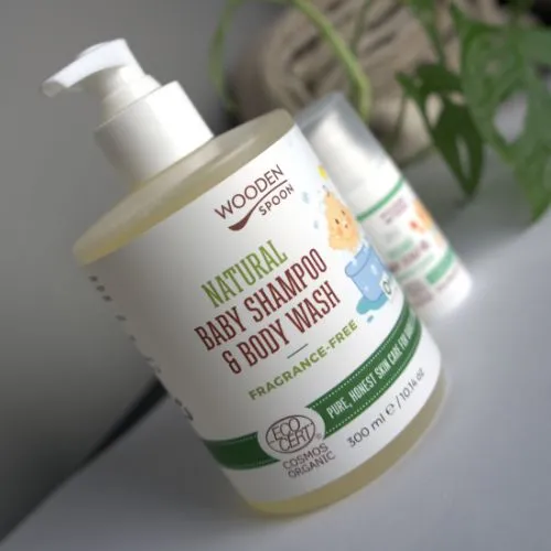 Detský sprchový gél a šampón na vlasy 2v1 bez parfumácie WoodenSpoon 300 ml