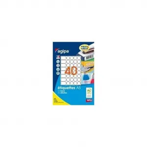 Etikety kruhové 24mm Agipa A5 biele