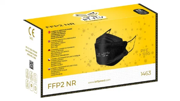 Respirátor jednorazový 3-vrstvový FFP2 NR čierny BT-FLY CE1463 (1ks)