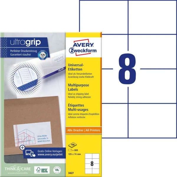 Avery Zweckform Etikety univerzálne 105x74mm Avery A4 100 hárkov