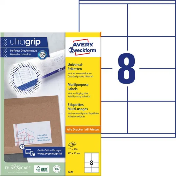 Avery Zweckform Etikety univerzálne 105x70mm Avery A4 100 hárkov