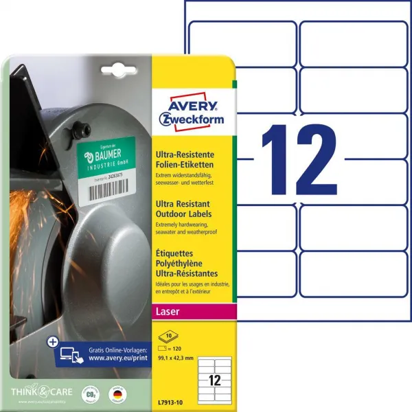 Avery Zweckform Etikety Avery 99,1x42,3 mm, ultra odolné biele