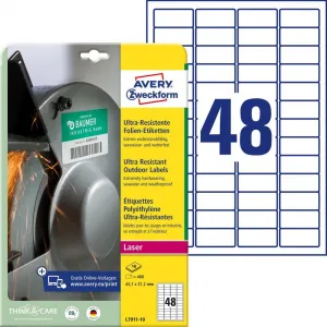 Avery Zweckform Etikety Avery 45,7 x 21,2 mm, ultra odolné biele