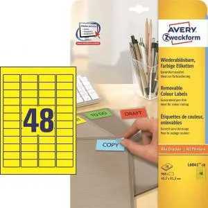 Avery Zweckform Etikety Avery odnímateľné 45,7x21,2 mm, žlté