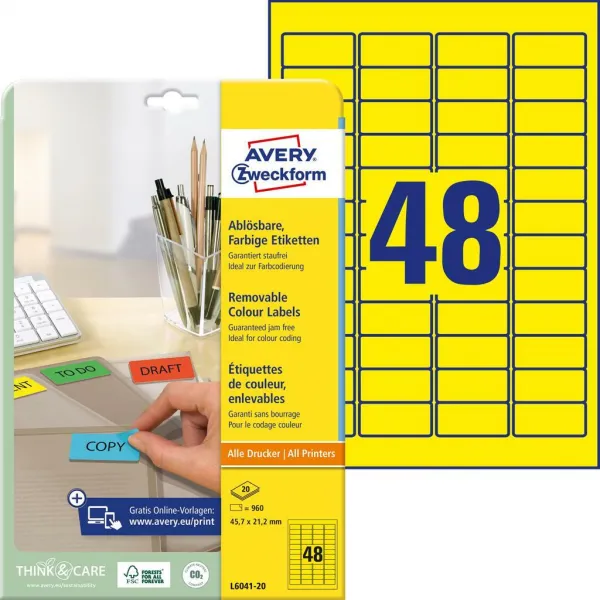 Avery Zweckform Etikety Avery odnímateľné 45,7x21,2 mm, žlté