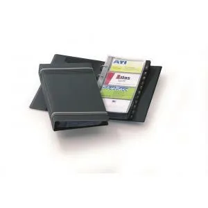 Durable Vizitkár prenosný 4-krúžkový na 200 vizitiek VISIFIX čierny