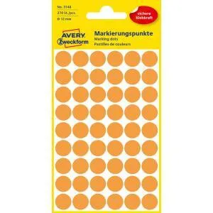 Avery Zweckform Etikety kruhové 12mm Avery neónovo oranžové