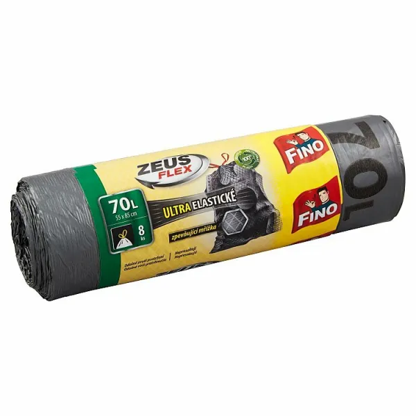 Vrecia zaťahovacie FINO Zeus FLEX 70 ℓ, 35 mic., 55 x 85 cm, strieborné (8 ks)