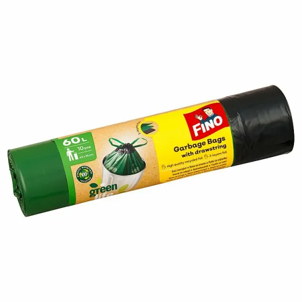 Vrecia zaťahovacie FINO Green Life Easy 60 ℓ, 27 mic., 63 x 72 cm (10 ks)