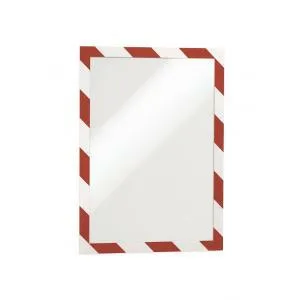 Durable Samolepiaci Duraframe Security A4, červeno-biely, bal.2 ks