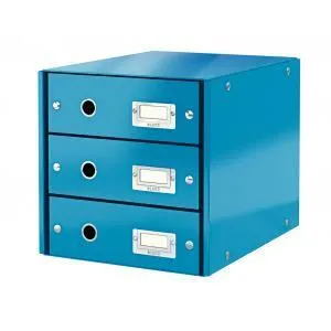 LEITZ Zásuvkový box Leitz Click & Store 3 zásuvky metalická modrá (ES604836)