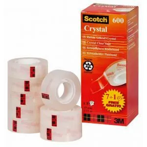 Lepiaca páska kryštálovo číra Scotch zvýhodnené balenie, 8 roliek, 19 mm x 33 m