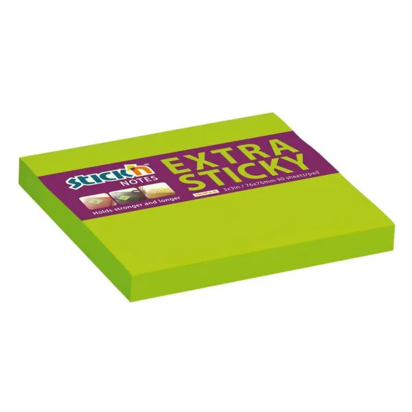 Stick`n by Hopax Samolepiaci bloček 76x76mm neónovo zelený