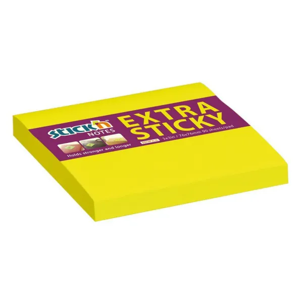 Stick`n by Hopax Samolepiaci bloček 76x76mm neónovo žltý