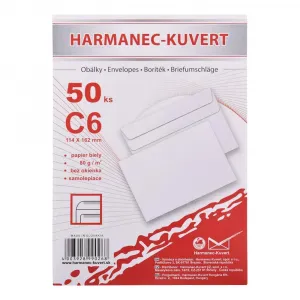 Harmanec-Kuvert Poštové obálky C6 samolepiace, 50 ks