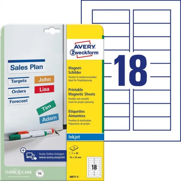 Avery Zweckform Magnetické popisovacie štítky Avery 78mm x 28m