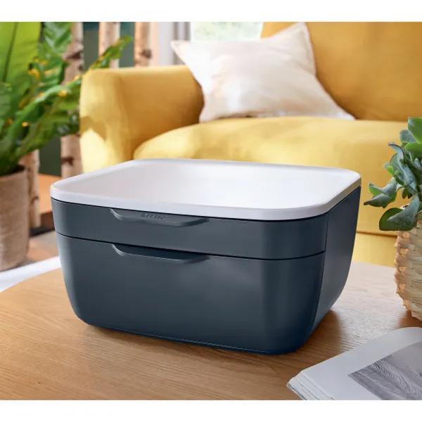 Zásuvkový box Leitz Cosy zamatový sivý