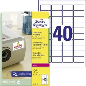 Avery Zweckform Etikety odolné na špeciálne použitie s trojnásobnou lepivosťou Avery 63,5x33,9mm biele