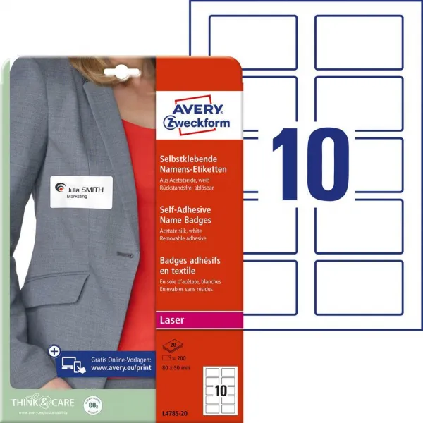 Avery Zweckform Samolepiace menovky Avery na textil 80x50mm