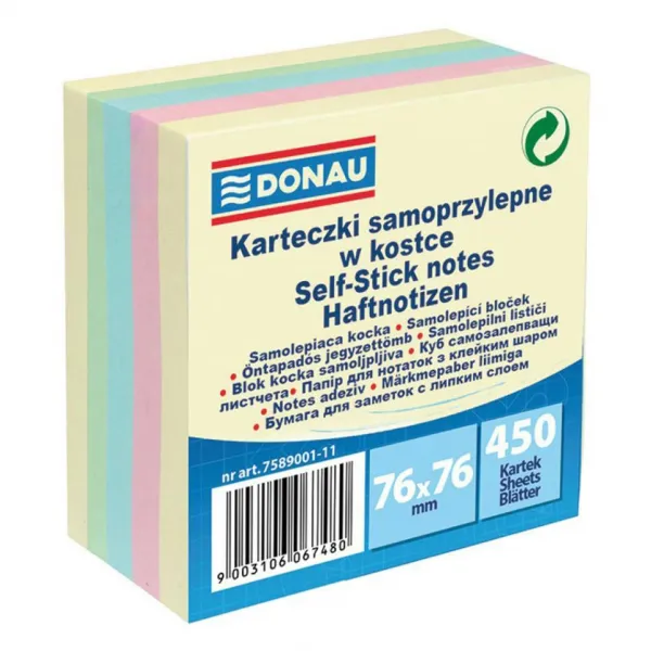 Bloček Donau 5 pastelových farieb 76x76mm 450l