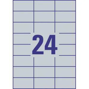 Avery Zweckform Etikety polyesterové veľmi odolné 70x37mm Avery A4 strieborné 20 hárkov