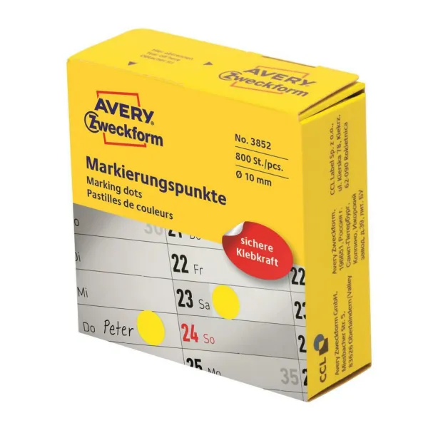 Avery Zweckform Etikety kruhové 10mm Avery žlté v dispenzore
