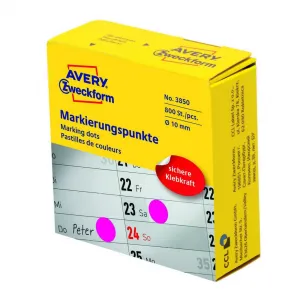 Avery Zweckform Etikety kruhové 10mm Avery purpurové v dispenzore