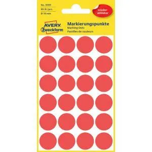 Avery Zweckform Etikety kruhové 18mm Avery odnímateľné červené