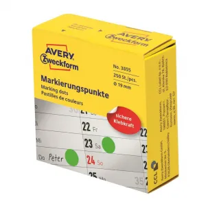 Avery Zweckform Etikety kruhové 19mm Avery zelené v dispenzore